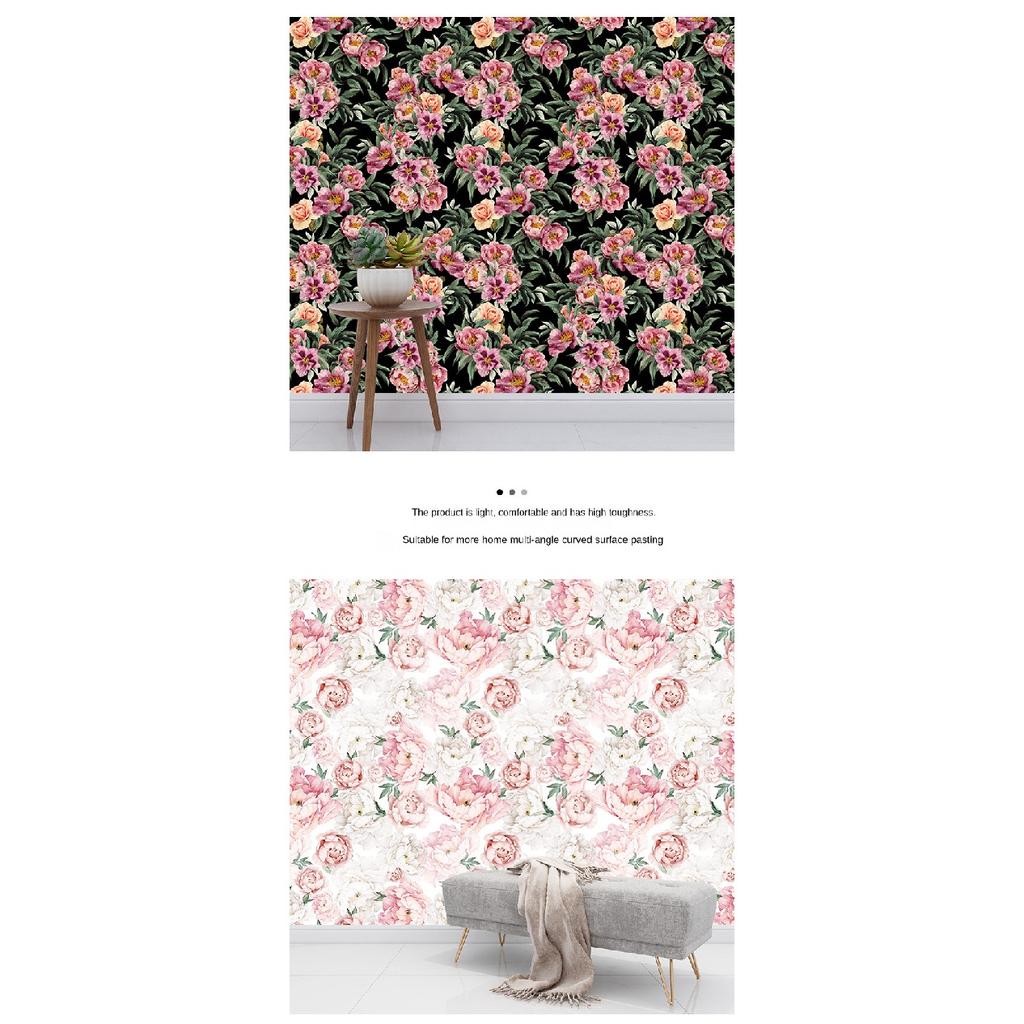 Seamless Waterproof Antifouling Wallpaper (Thick Ink Flower Green Plant)