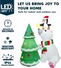 JOYFY 6 ft Christmas Polar Bear Inflatable Decoration with Penguin & Xmas Tree Décor for Christmas Party Yard Winter Decoration