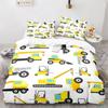 Cartoon Engineering Vehicle Childrens Duvet Cover Set Tractor Truck Quilt Cover Modern Bed Set For Boy Polyester Bedding Set