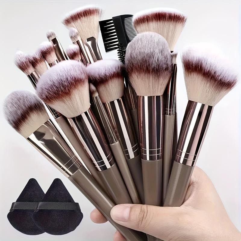 15pcs Women's makeup Professional  Bag Foundation Eyelash Eyebrow Eyeshadow Cosmetic Makeup Brush Tool Set Christmas