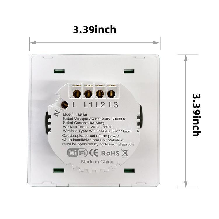 Longspu 86-Type WiFi Smart Switch: Pojedynczy przewód fazowy/neutralny, przełącznik ścienny zgodny ze standardem Graffiti