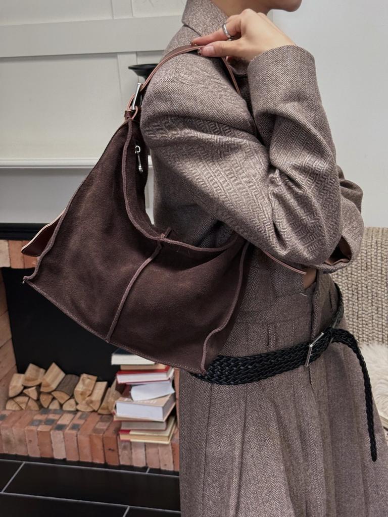 / Suede Retro Shoulder Bag Vintage Underarm Bag Texture Leather Large Capacity Commuter Women's Bag