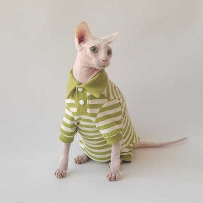 Spring Small Fresh Belly-protecting Four-legged POLO Shirt High Elastic Cotton Breathable Sphinx Hairless Cat German Clothes
