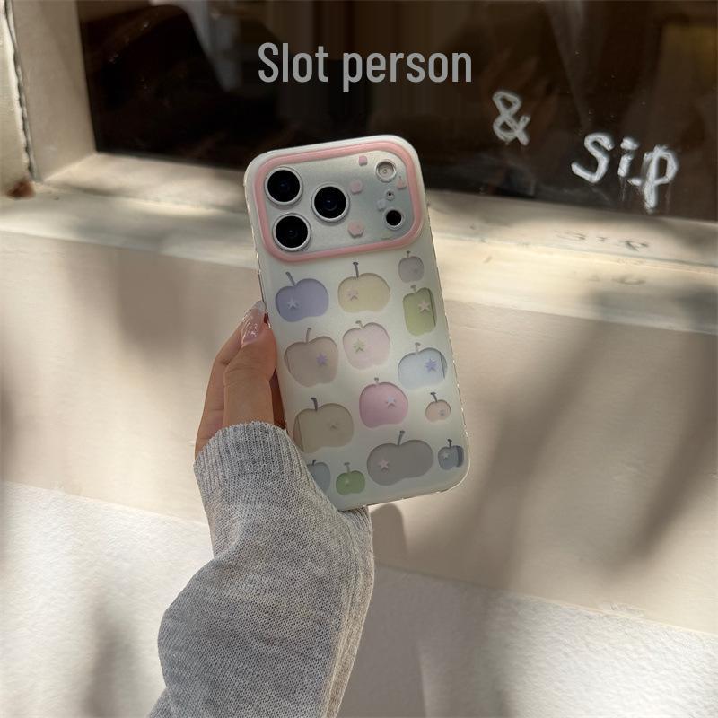 Korean Style Colored Apple Stand Case for iPhone 17, 16 Pro Max, 15, 14