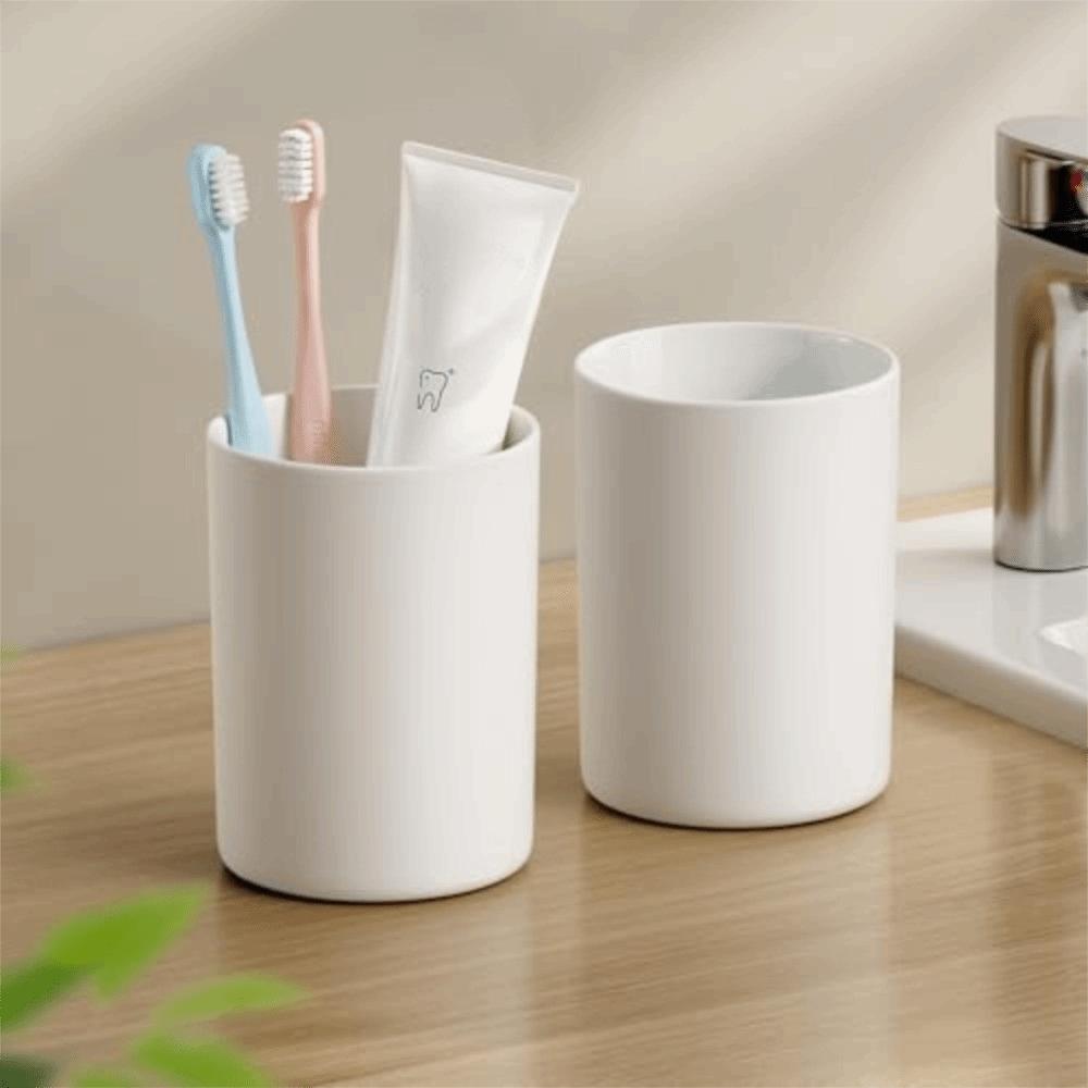 

Plastic Toothbrush Tumbler Reusable Mouthwash Tumbler New Toothbrush Holder Countertop White