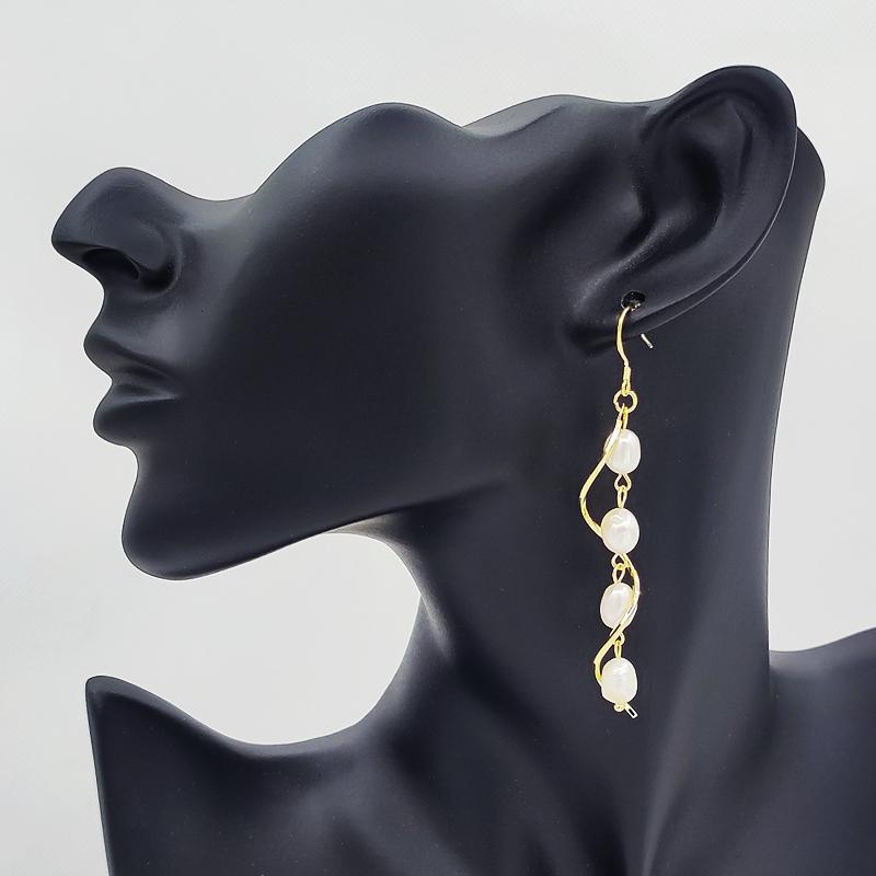 seniko Natural Freshwater Pearl Earrings Geometry Design Fashion Baroque Pearl Earrings For Women Long Earrings Girl Gift