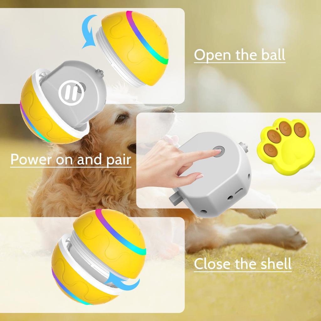 LUPAPA Dog Toy Pet Toy Ball Toy Glowing Dog Toy Ball Smart Moving Ball for Dogs Interactive Cat Dog Toy LED Light TPU Material Smart Wake Up and Sleep