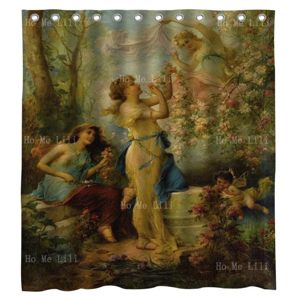 Beauty Amphitrite Religious Mythology Classical Style Painting Of Venus And Cupid Christmas Shower Curtains By Ho Me Lili