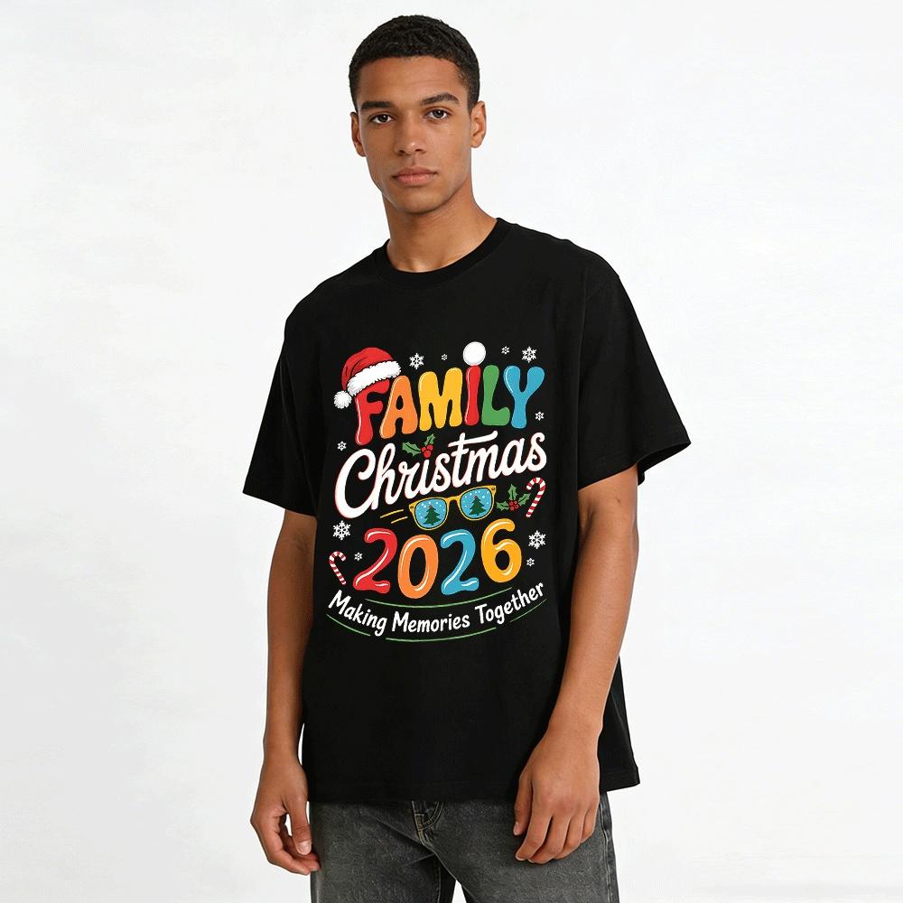 Family Christmas 2026 Making Memories Together Matching Tees Pure cotton T-shirt