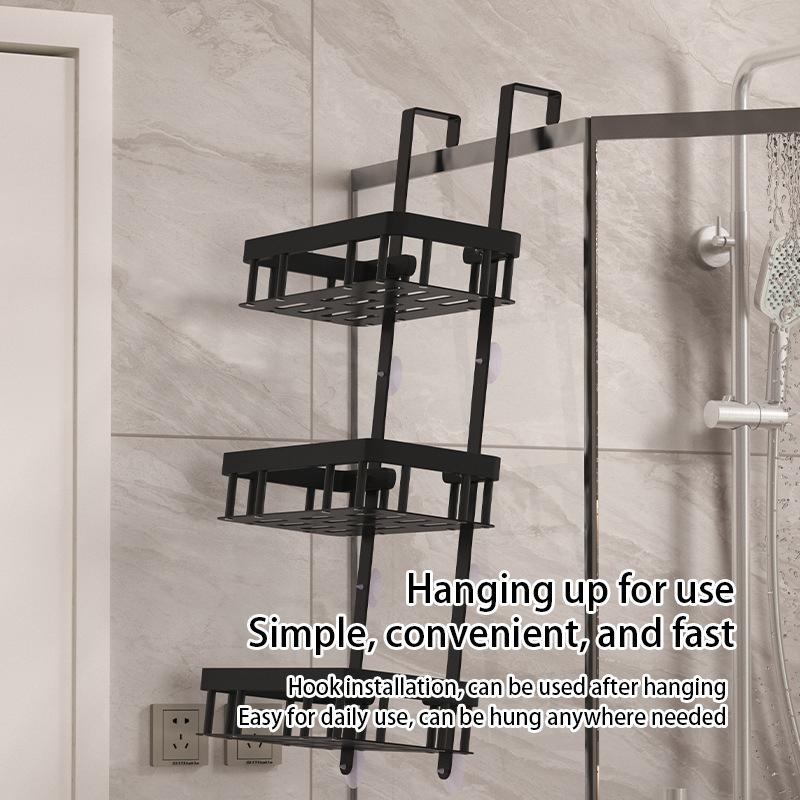1PC Carbon Steel Thick Storage Hanging Basket Bathroom Shelf Behind The Door Shelf Tidy Multi Layer Bathroom Two/Three Layers
