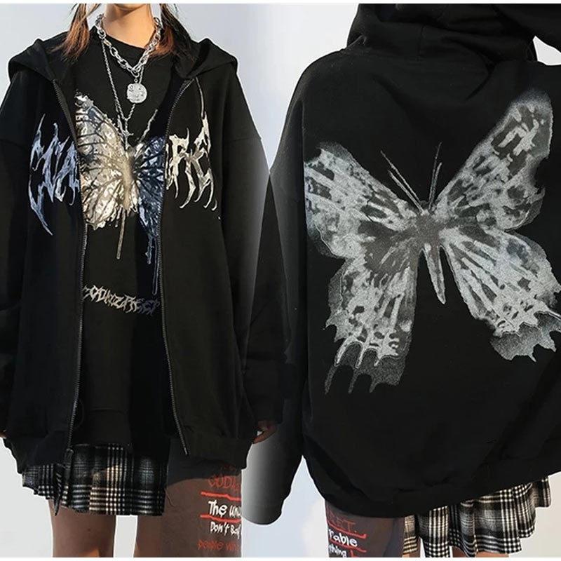 Women s hip hop Y2k hoodie pattern customization, coat street style jacket customization women s zipper jacket customization S