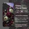 Elegant Floral Vintage Flower Pattern Tempered Glass Phone Case for Huawei Honor 200 Lite 100 Pro 90 80 GT Magic 7 6 X8 X9 Cover
