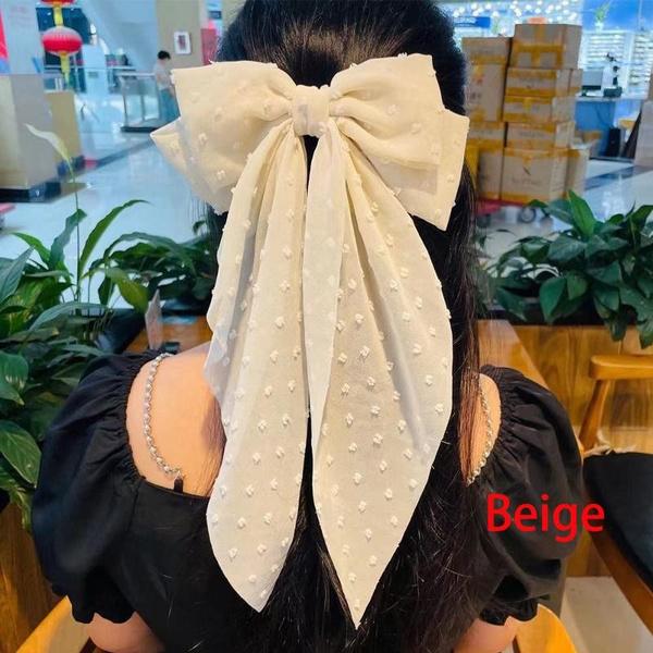 Chiffon fabric bow hair clip retro style hair clip spring clip hair accessories