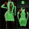 Glow-in-the-Dark Sexy Fishnet Bodysuit with Fluorescent Bandeau and Plus Size Glowing Stockings