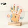 Durable Wood Base Display DIY Handprint Kit, Transparent Acrylic Panel And Art Preschool Classroom Supplies Project, Handmade Memory Keepsake