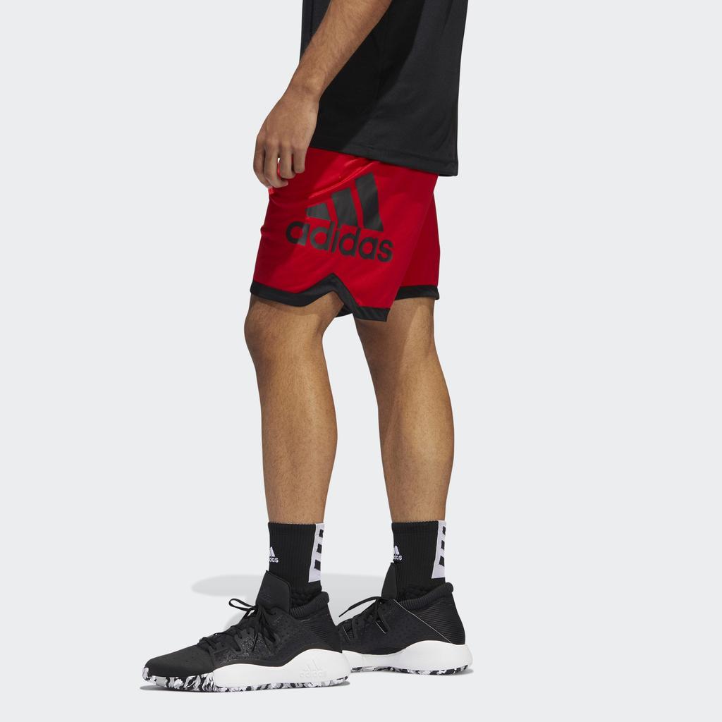 adidas Basketball Shorts Men's Red Moderate Straight Fit Pants DX6744