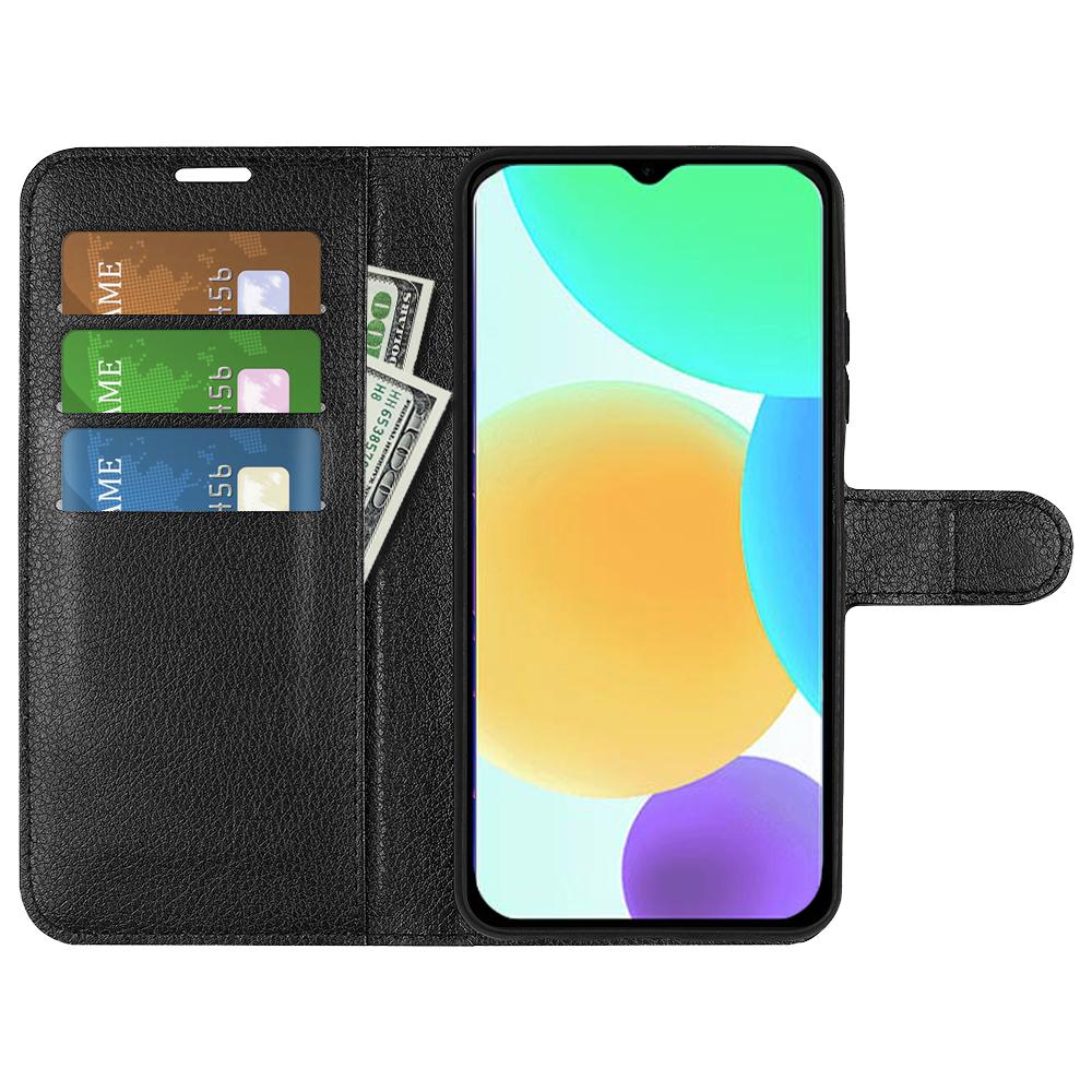 

For Infinix Smart 6 Wallet Anti-Drop Shell Litchi Texture PU Leather Flip Stand Phone Case Cover Black