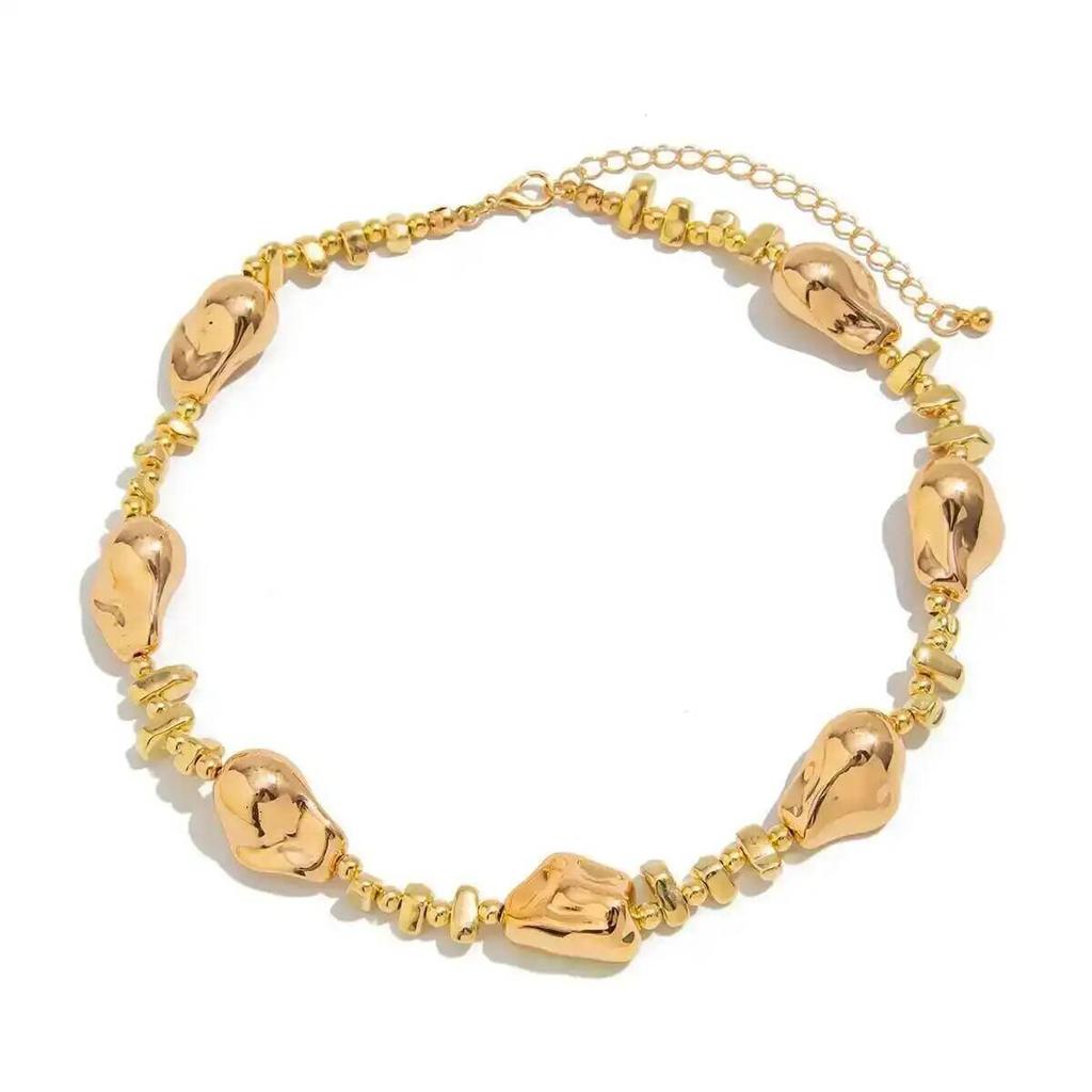 Ingemark Vintage Glossy Irregular CCB Beaded Choker Necklace for Women Adjustable Necklace Collar Chain Party Daily Jewelry New