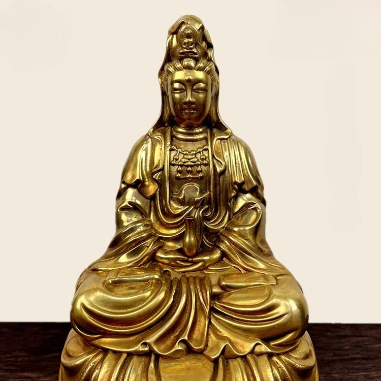 Household Worship Brass Guanyin Bodhisattva Buddha Statue Guanyin Bronze Statue Decoration