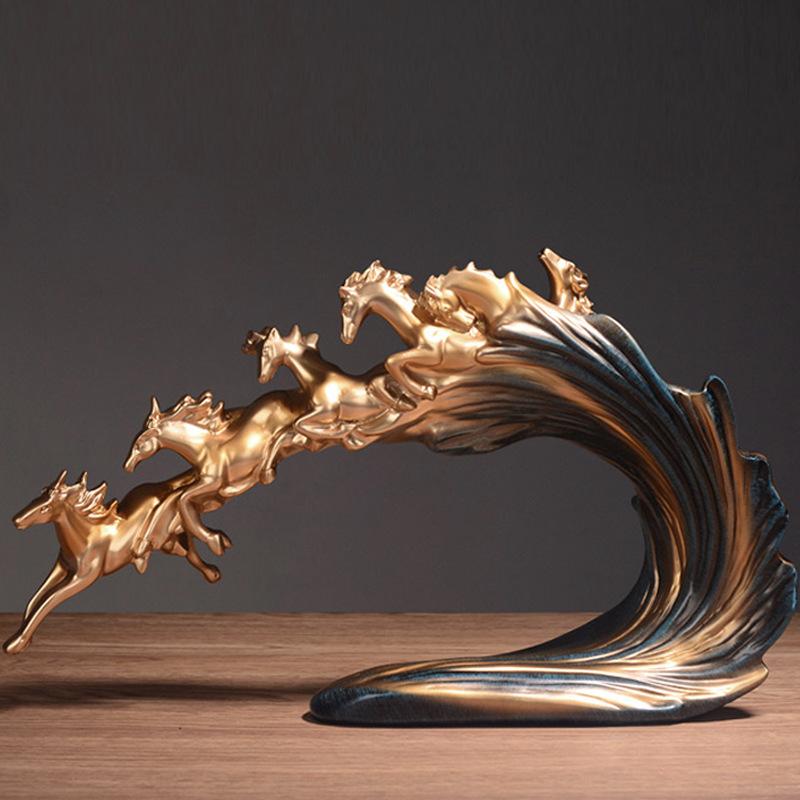 Horse Ornaments A Herd Of Horses Arts And Crafts Resin Golden Light Luxury Wine Cabinet Office Desktop Decoration