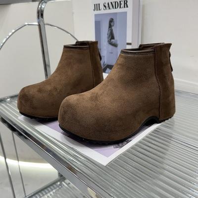 Muffin Platform Short Boots Women's Autumn and Winter New Velvet Ugly Cute Boots