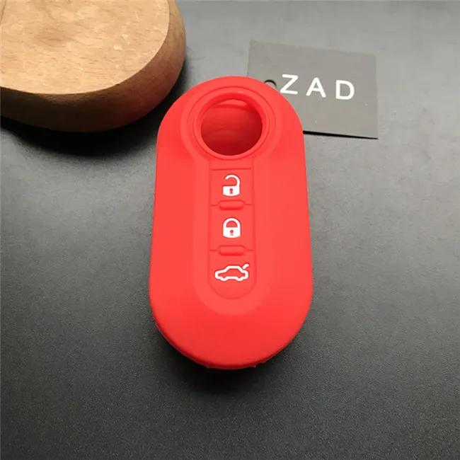 ZAD silicone key cover Case set shell skin For fiat 500 3 Buttons Flip remote Key Blank Fob Auto parts car accessories colorful