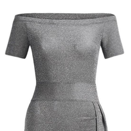 Bodycon Dress Off Shoulder Shiny Spring Autumn Slash Neck Strapless High Split Dress for Wedding