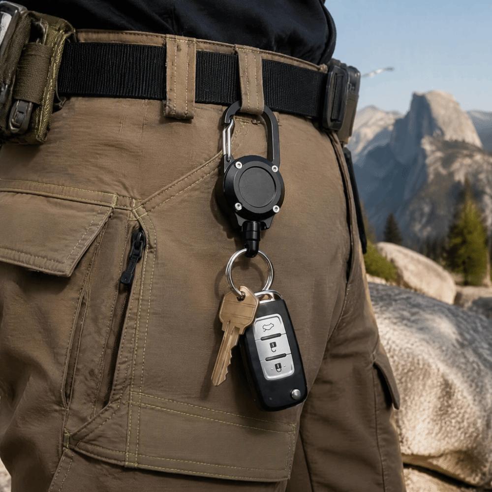 Steel Cable Retractable Keychain Aluminum Zinc Zinc Alloy Retractable Key Holder Camping