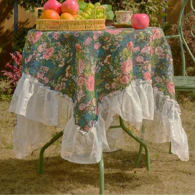 Tischdecke Jacquard Grün Rose Ölgemälde Pflanze Outdoor-Tischdecke Spitze Rüsche Kaffeemaschinenabdeckung