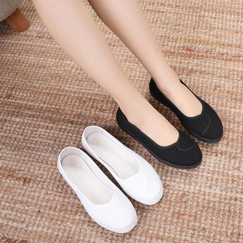 Women's Shoes Flat-soled Nurse Shoes Little White Shoes Beautician Work Shoes Women's Cloth Shoes Soft-soled Care Shoes Wedge Heel Women's Medical Sho