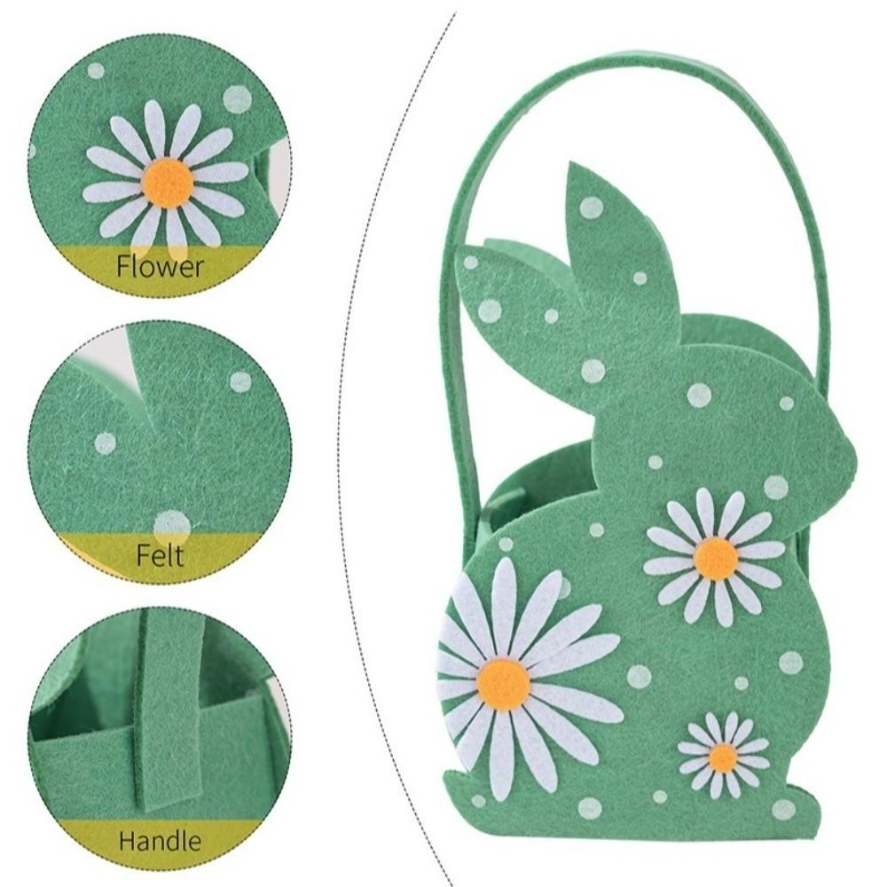 Soft Easter Rabbit Candy Tote Bag Felt Material 3D Bunny Bag Children Easter Gift Bag  Party