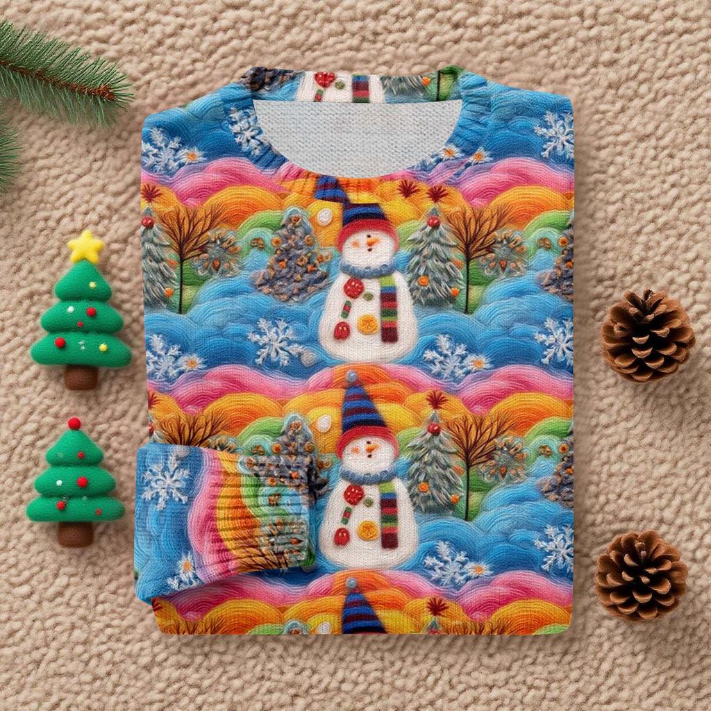 Pulls à manches longues pour femmes Col O Décontracté Mignon Tricot Imprimé Pull Oversize