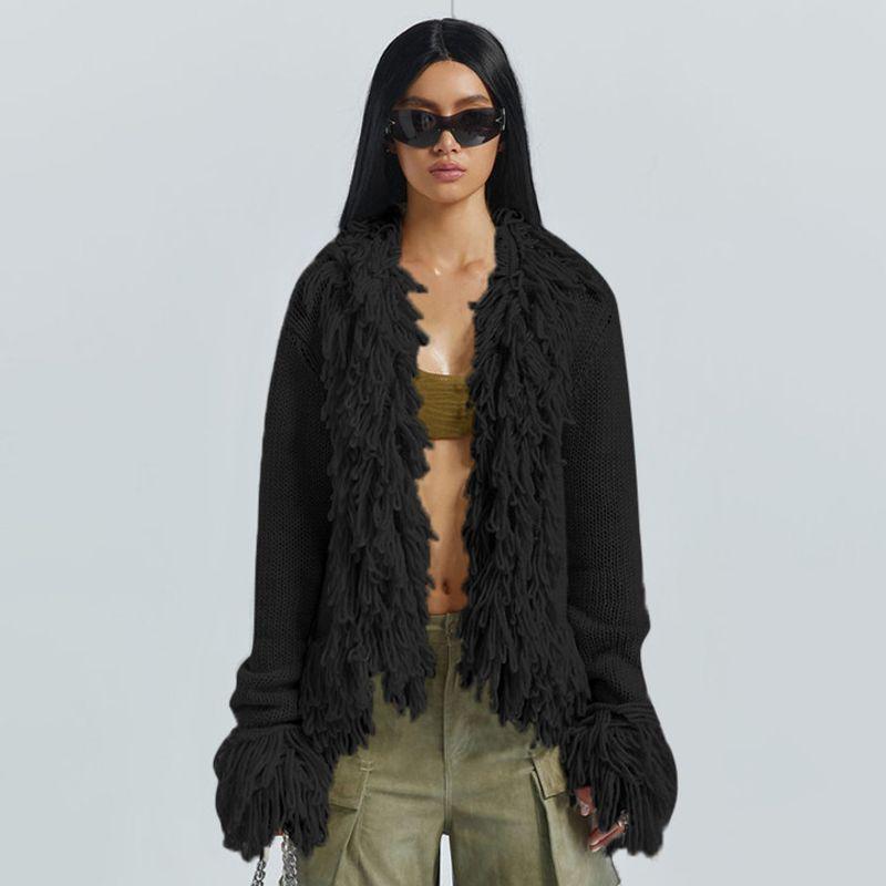 Knitted Tassel Jacket Female Fall and Winter New Arrival Knitting Tassels Loose-Fitting Fashion Trendy Long Sleeve Jacket