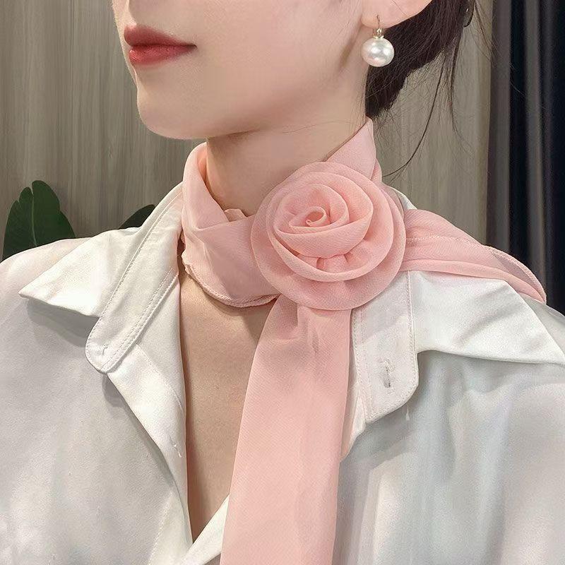 

Elegant Rose Scarf Unique Lightweight Long Decorative Scarf Premium Ribbon Scarf for Fashion Accessory рожевий
