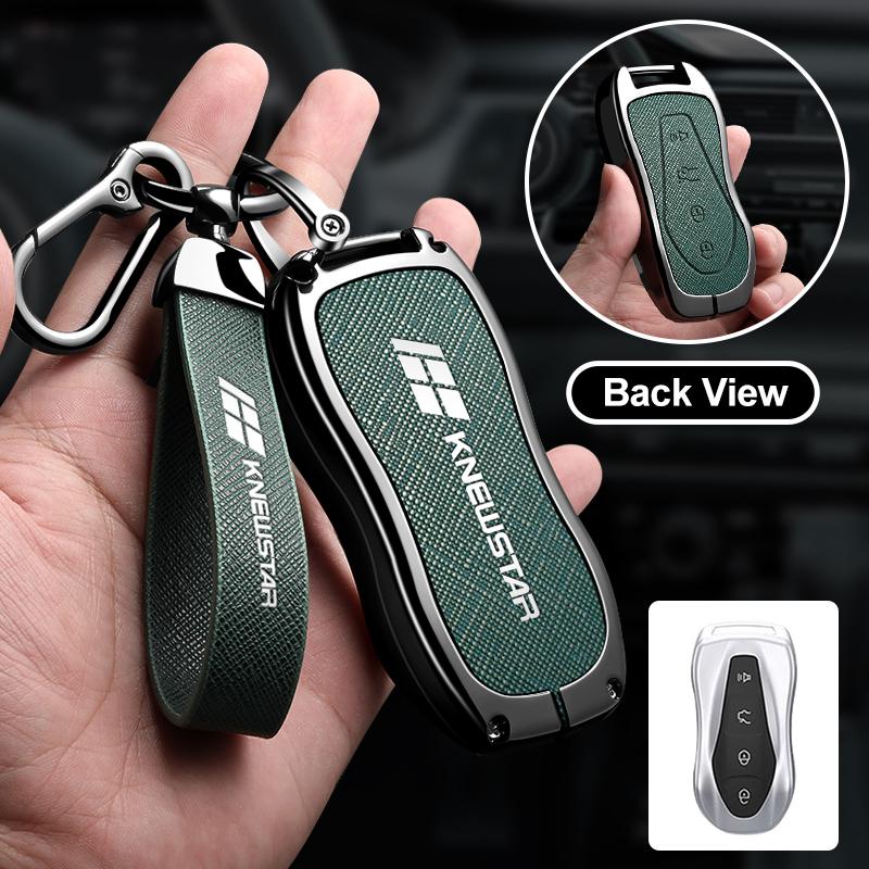 

Car Accessories Zinc Alloy Leather Key Case Holder Cover Chain Buckle For Geely Knewstar 001 Key Protective Shell Decoration