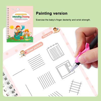 Writing Practice Book for Kids Reusable Preschool Workbooks English Grooved Copybook Early Learning Handwriting Kit for Ages 3-8
