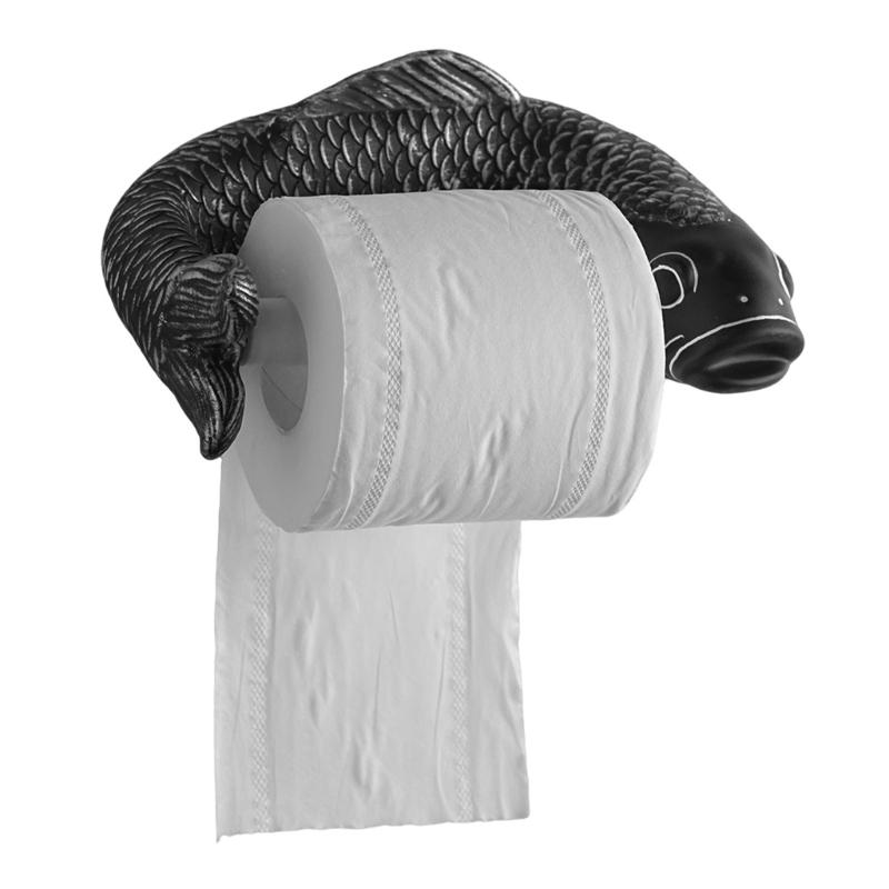 Decorative Toilet Paper Rack for Bathroom, Fish Shape Wall Mounted Tissue Roll Rack for Guest Bath and Powder Room