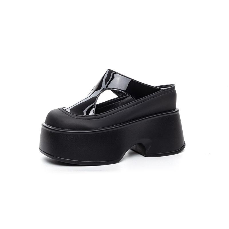 Summer Side Empty Half Slippers Women's 2025 New Thick-soled Bag Head Without Heel Slippers Wear High-end Shoes Women's