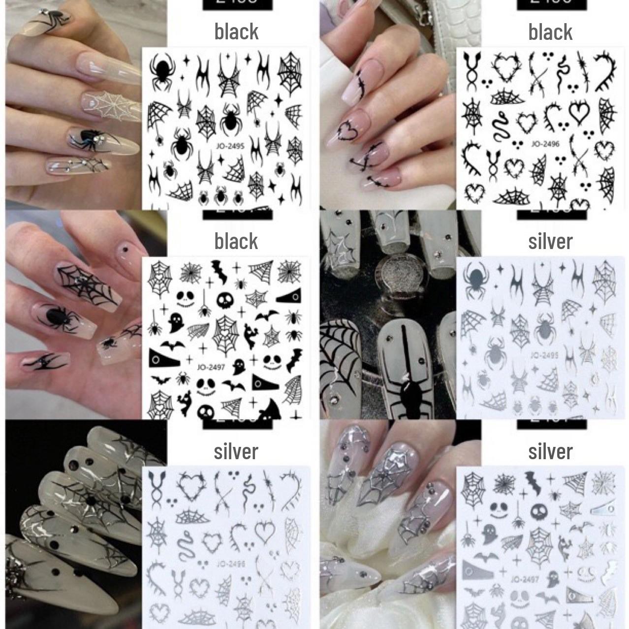 

Xiaohongshu Aurora Butterfly Nail Stickers: Hollow Starburst Design with Back Adhesive 2497 - Silver