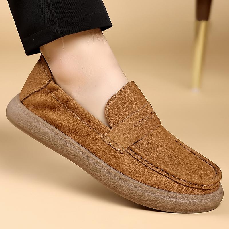 Fashion Fashion Genuine Leather Mens Shoes Business Casual Luxury Brand Soft Comfort Loafers Shoes High Quality Slip on Male Boat Shoes