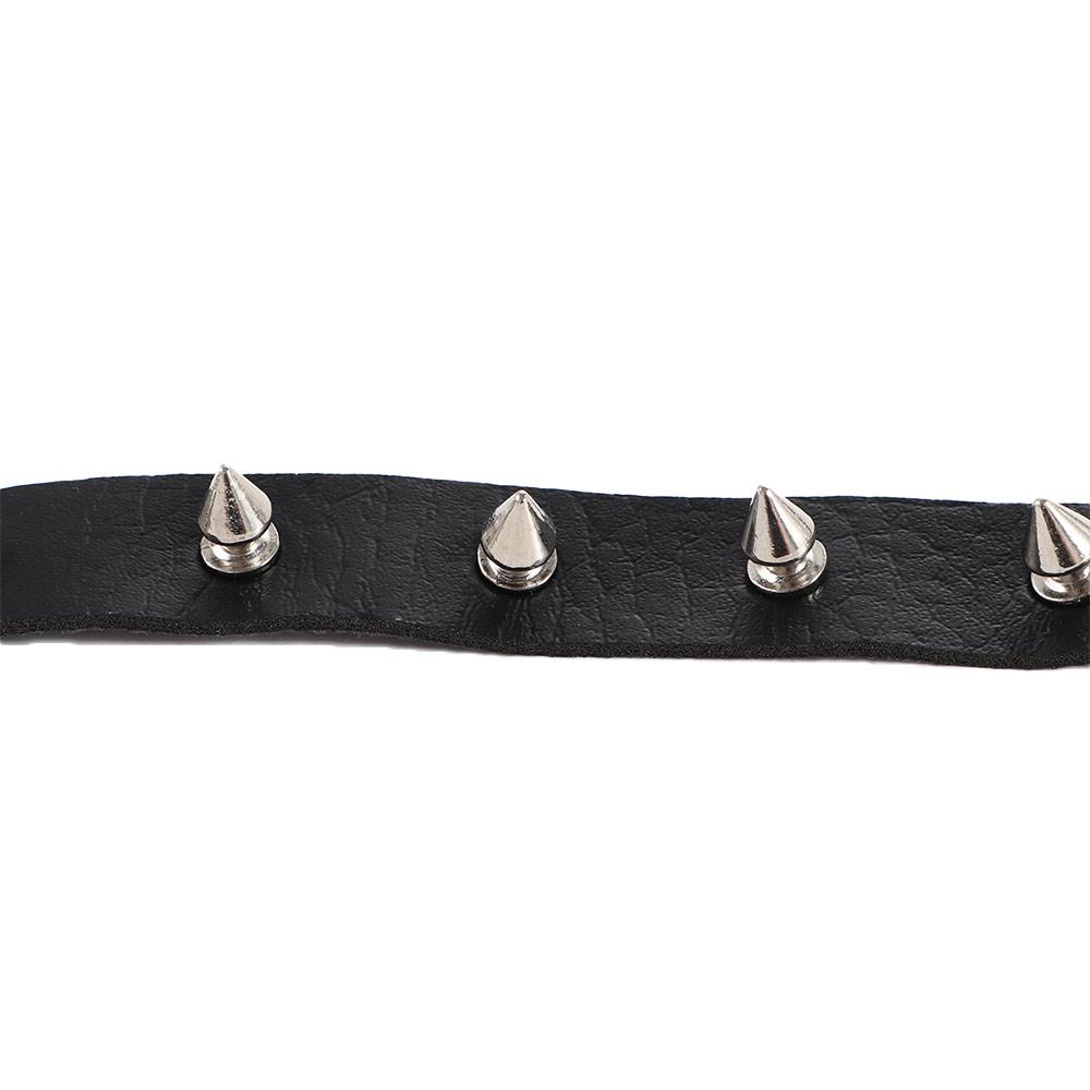 Zinc Zinc Alloy Metal Buckle Rivet Black PU Leather Metal Spike Necklace Necklace Jewelry Clavicle Chain