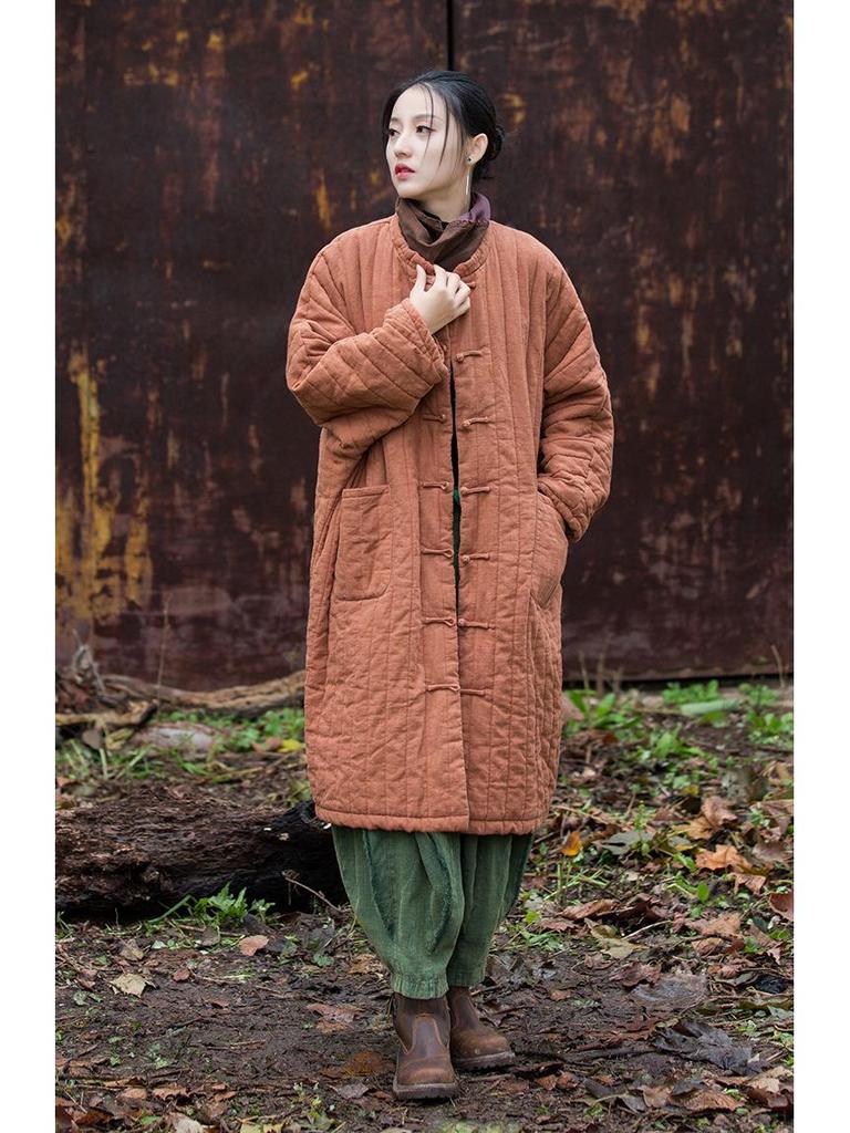 Women's Winter Quilted Ramie Cotton Coat - Vagabond Zen Style Robe