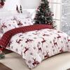 Comforter Merry Christmas Christmas Elk Snowflakes Red Bedding Set Happy New Year Holiday Gifts Bedroom Decoration
