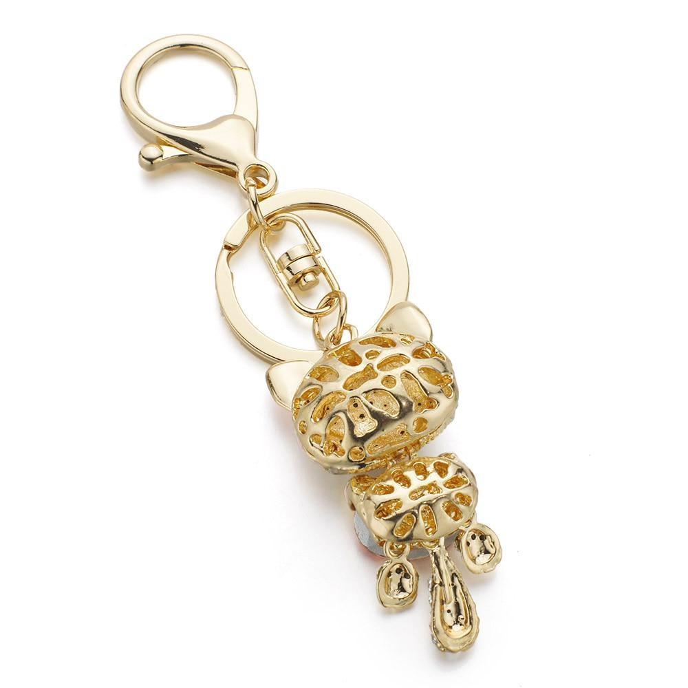 Lovely Cat Crystal Rhinestone Keyrings Key Chains Rings Holder Purse Bag for Car Keychains Cute Keychain