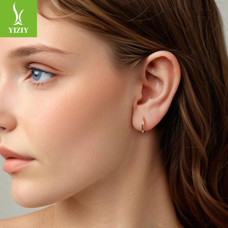 S925 Sterling Silver Gold And Silver Two-Color Ear Buckle Women'S Simple And Cold Advanced Sense Plated K Gold Earrings Earrings
