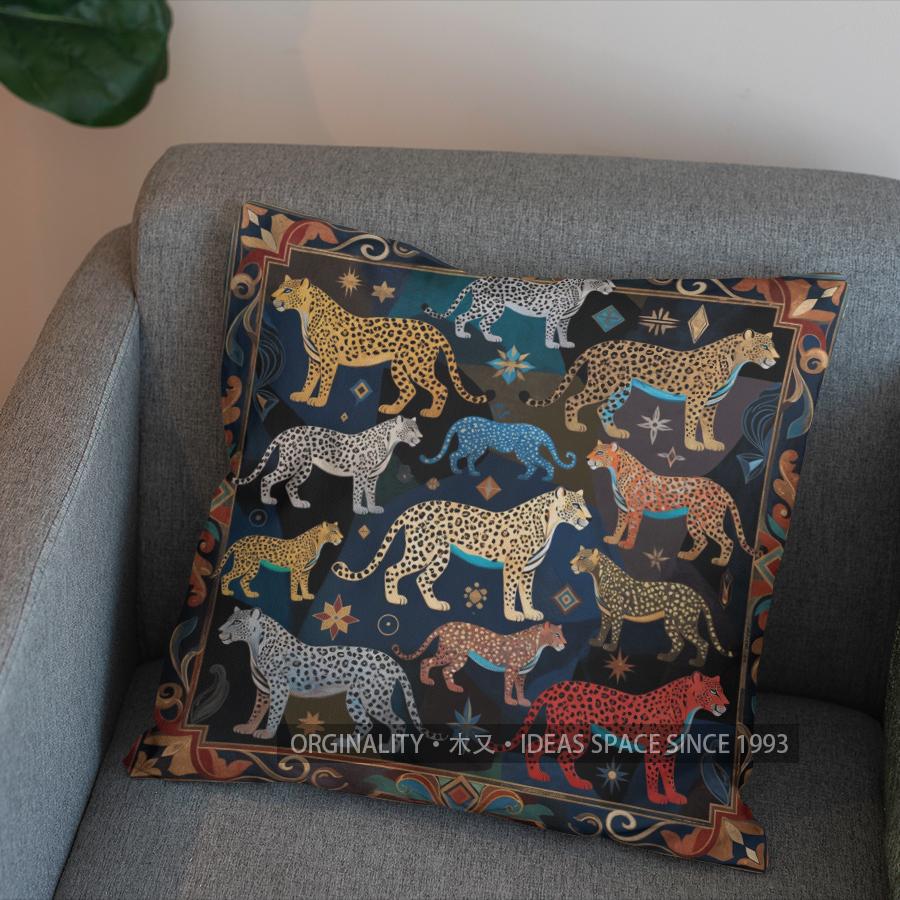 2D Leopard-Print Square Pillow For Modern Home Pattern Cushion Cover Suitable For Sofa Bedroom Car Pillow Cover