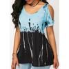 Plus Women Size Tshirt Cold Shoulder Tops Summer Blouse Casual Loose Shirts