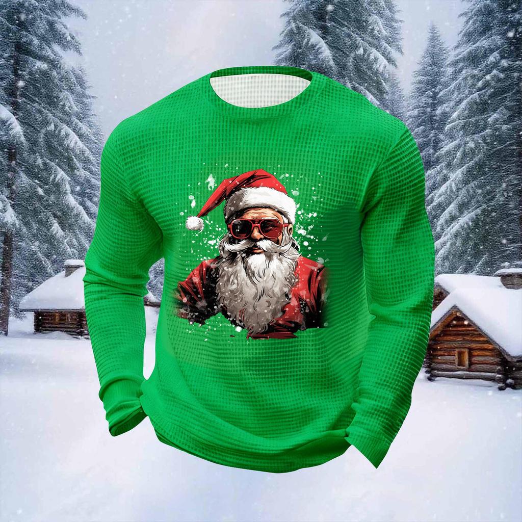 Herre Juleprint Rund Hals Langermet Topper Herre Sport Stor Størrelse Casual Rund Hals Topper