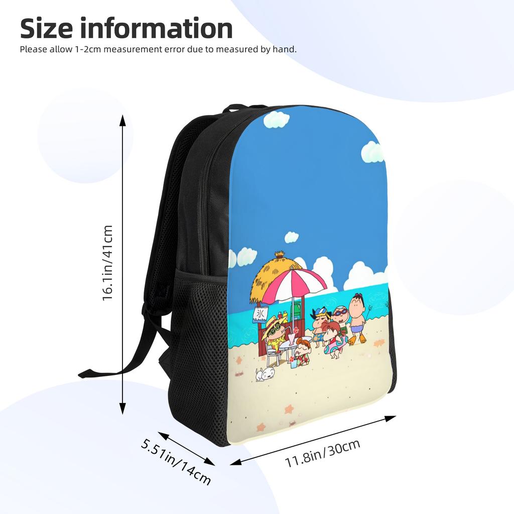 Custom Crayons Shins Chans Backpack Men Women Basic Bookbag for School College Cartoon Bags