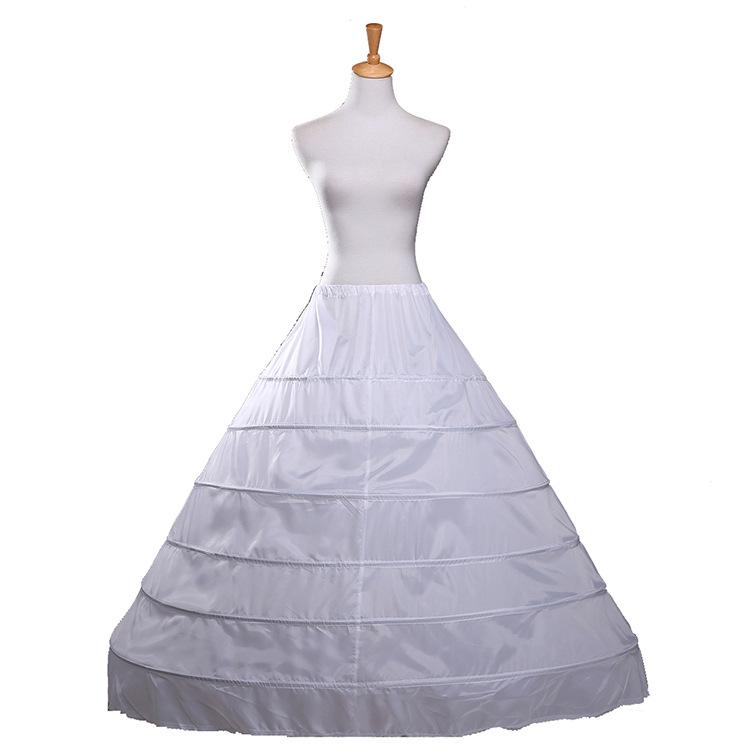 Six-Ring Steel Crinoline Wedding Dress Underskirt - Puffy White Performance Costume Skirt Without Gauze